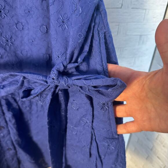 Lands End womens dress balloon sleeve eyelet embroidered pockets drop waist - Picture 5 of 14